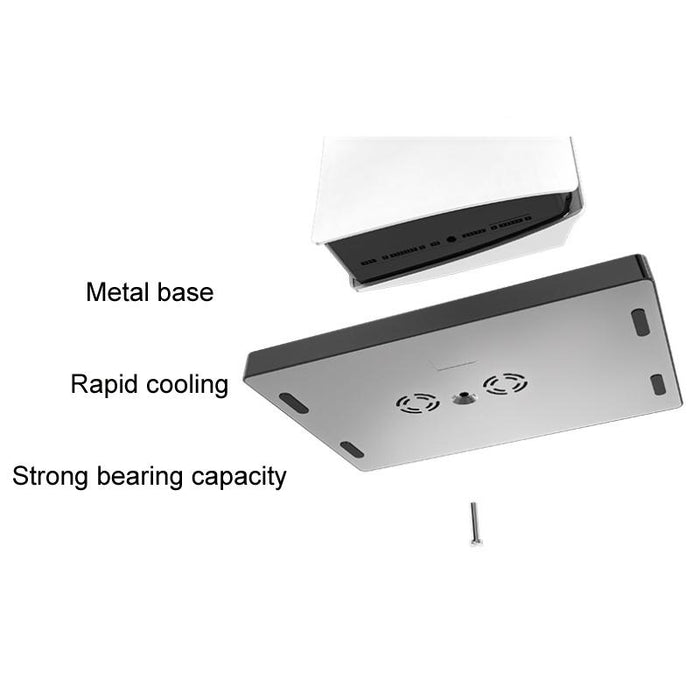 For Ps5 Game Console Cooling Fan Base Charging Stand With Disc Holder Black