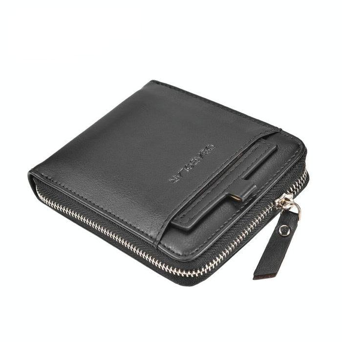 Men Retro Rfid Zip Wallet - Zipper Closure