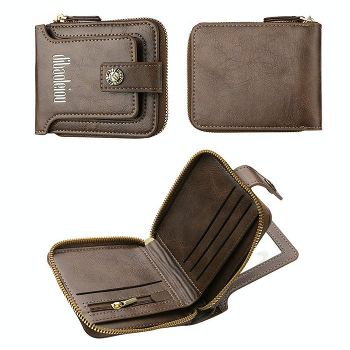 Men Wallet Horizontal Zipper Retro Coin Purse Card Holder