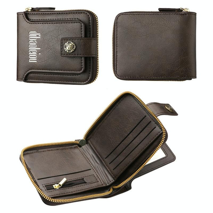Men Wallet Horizontal Zipper Retro Coin Purse Card Holder