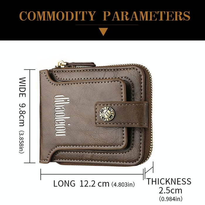 Men Wallet Horizontal Zipper Retro Coin Purse Card Holder