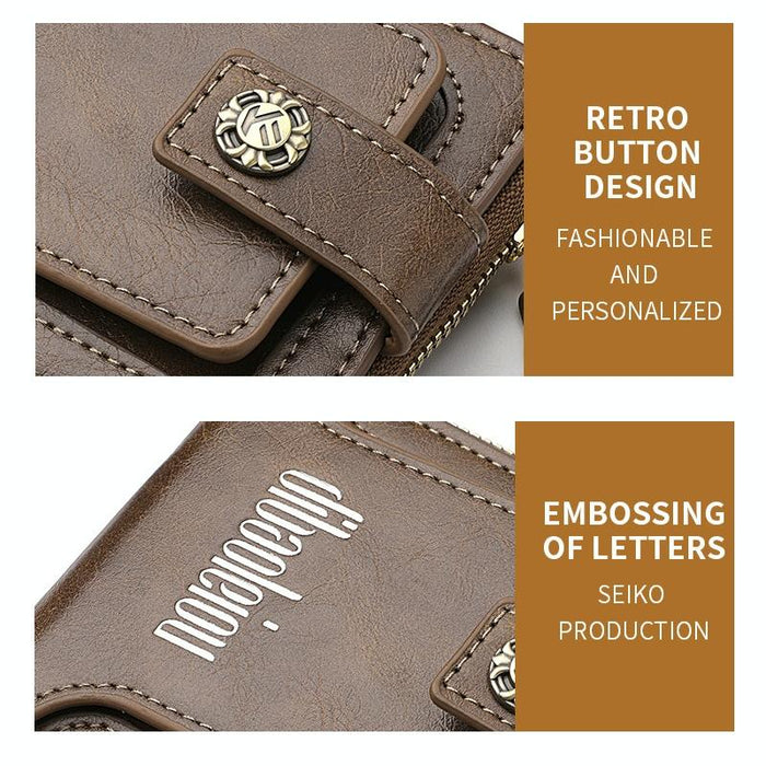 Men Wallet Horizontal Zipper Retro Coin Purse Card Holder