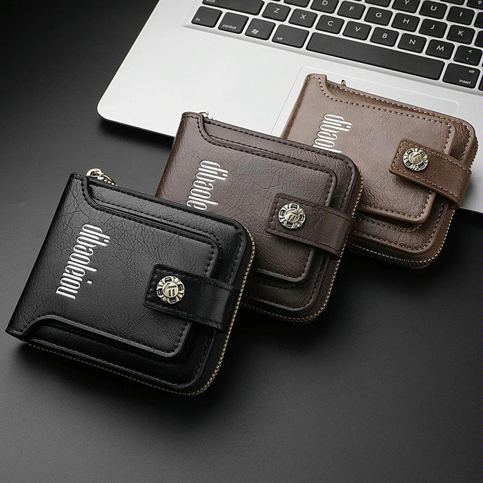 Men Wallet Horizontal Zipper Retro Coin Purse Card Holder