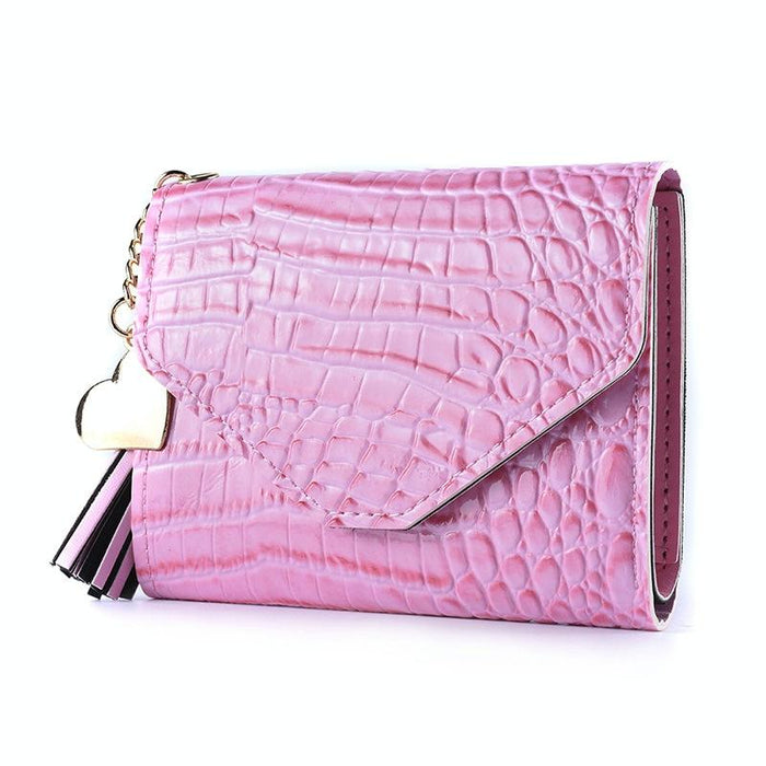 Ladies Wallet Tassel Trifold Crocodile Pattern Coin Purse Card Holder