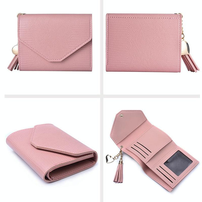 Ladies Wallet Tassel Trifold Crocodile Pattern Coin Purse Card Holder