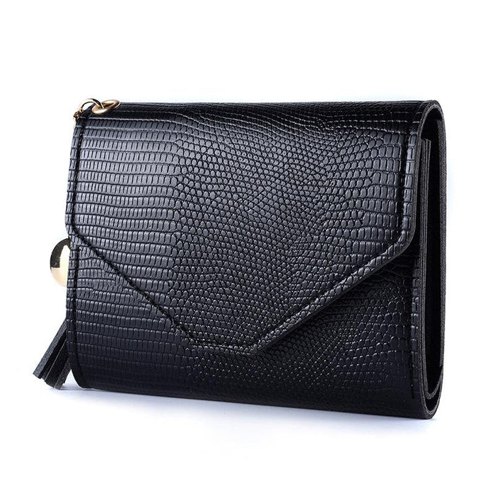 Ladies Wallet Tassel Trifold Crocodile Pattern Coin Purse Card Holder