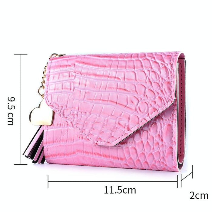 Ladies Wallet Tassel Trifold Crocodile Pattern Coin Purse Card Holder