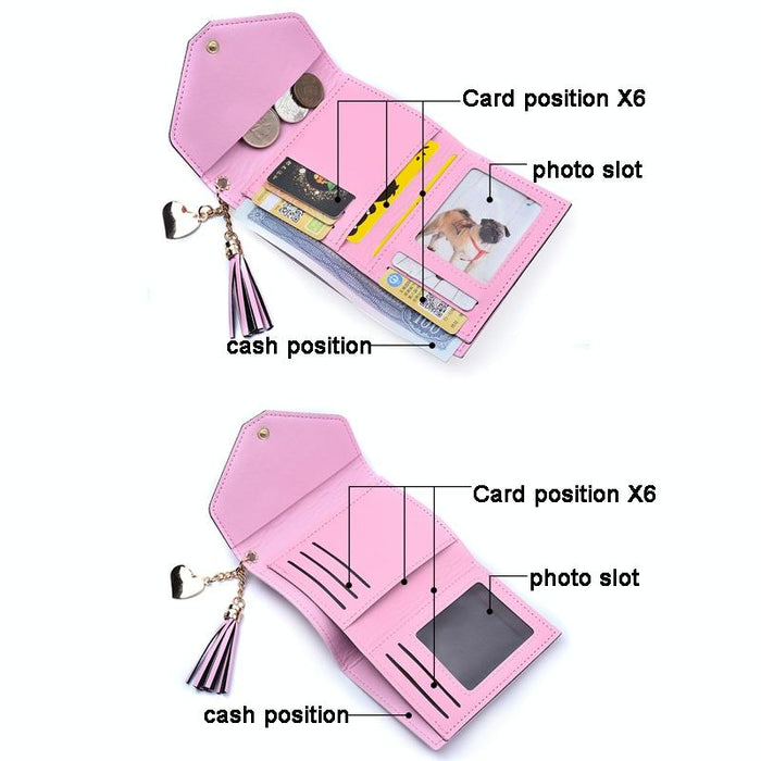 Ladies Wallet Tassel Trifold Crocodile Pattern Coin Purse Card Holder