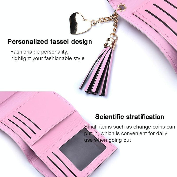 Ladies Wallet Tassel Trifold Crocodile Pattern Coin Purse Card Holder