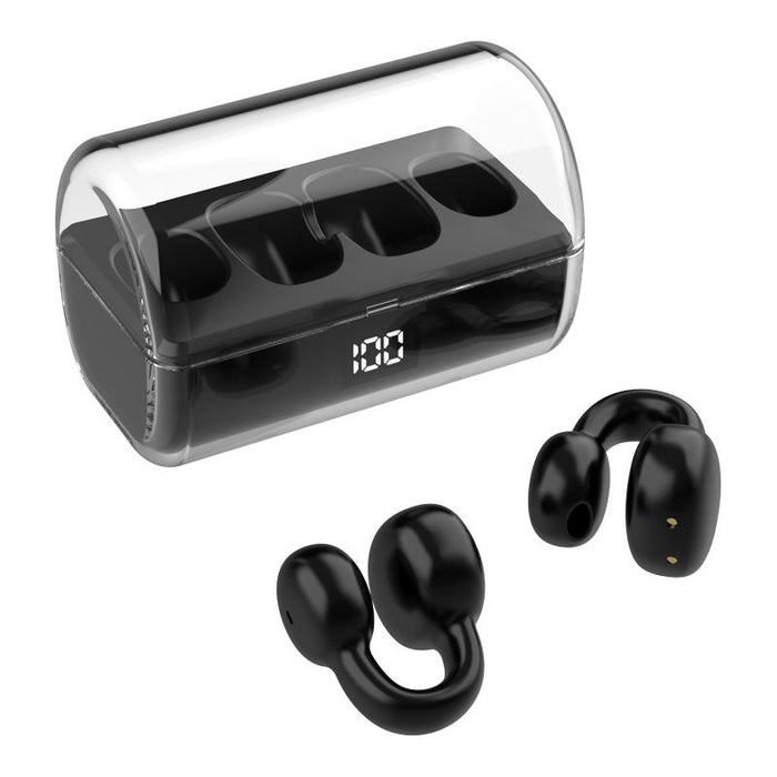 Ear Clip Type Sound Conduction Concept Bluetooth Earphone With Digital Display Charging Compartment