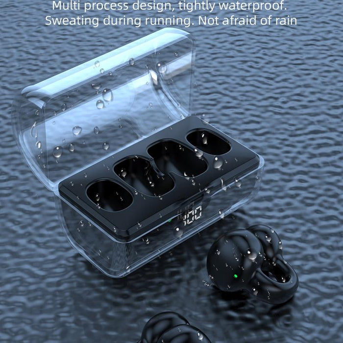 Ear Clip Type Sound Conduction Concept Bluetooth Earphone With Digital Display Charging Compartment