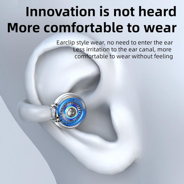 Ear Clip Type Sound Conduction Concept Bluetooth Earphone With Digital Display Charging Compartment