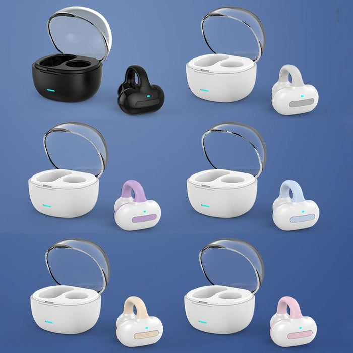 Ear Clip Type With Charging Warehouse Touch Bone Conduction Bluetooth Earphone