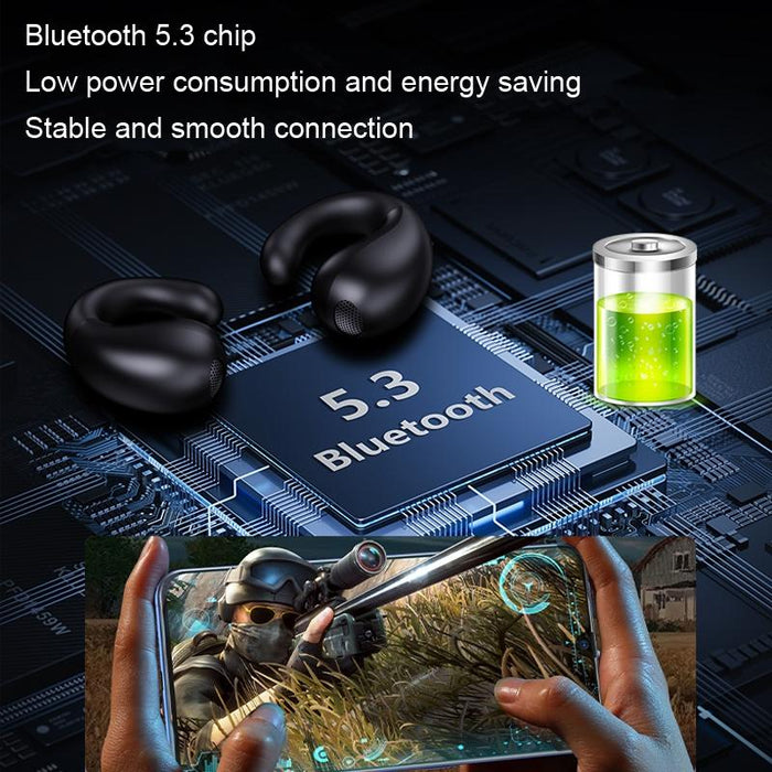 Clip-On Wireless Bluetooth Earphone With Digital Charging Compartment