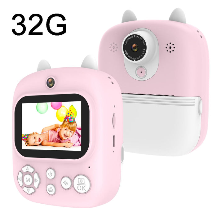 1200W Pixel 2.4 Inch Display Children Print Instant Camera 32G & Card Reader Blue