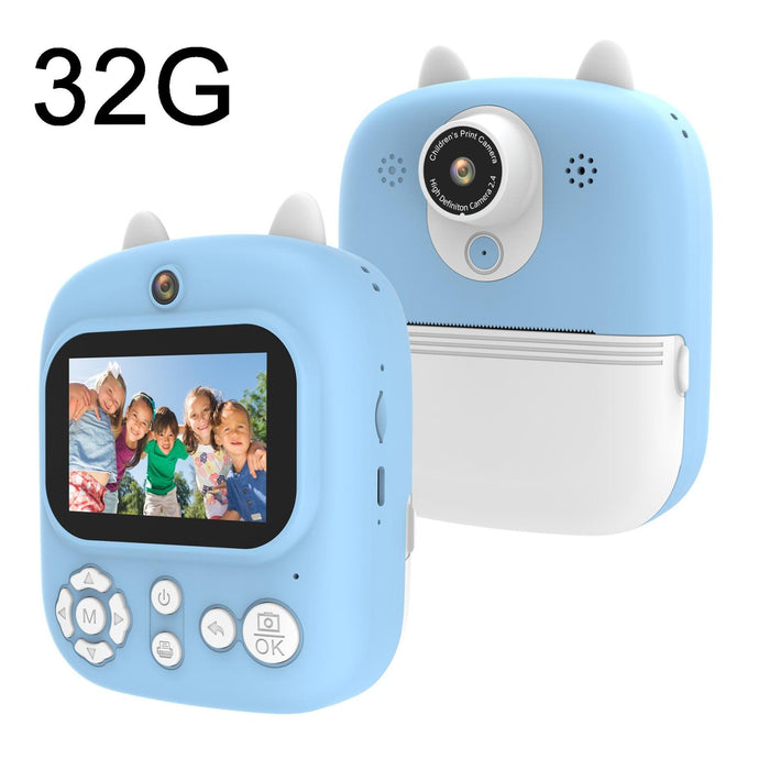 1200W Pixel 2.4 Inch Display Children Print Instant Camera 32G & Card Reader Blue