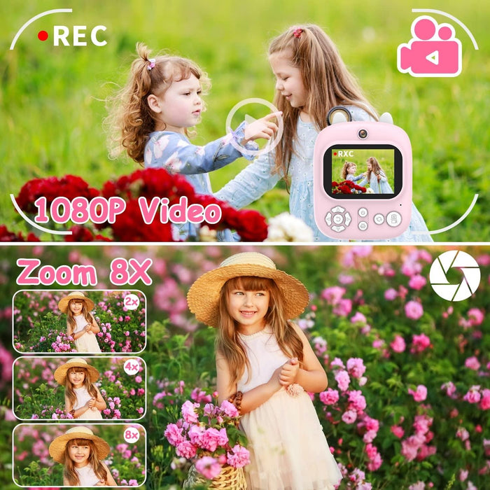 1200W Pixel 2.4 Inch Display Children Print Instant Camera 32G & Card Reader Blue