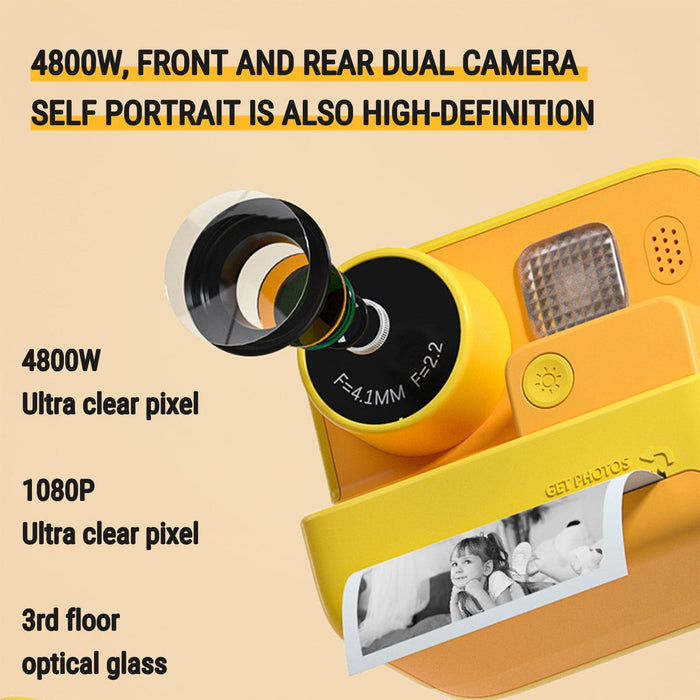 Children Instant Print Camera 4800W Pixel 2-Inch Screen Dual Lens Photography Camera