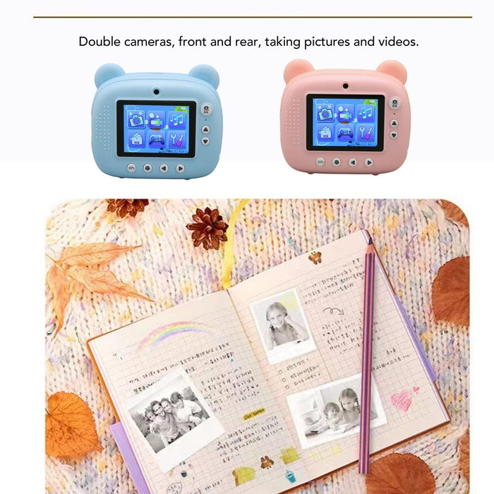 Children Instant Print Camera 1080P 2.4-Inch Screen Dual Lens Photography Camera