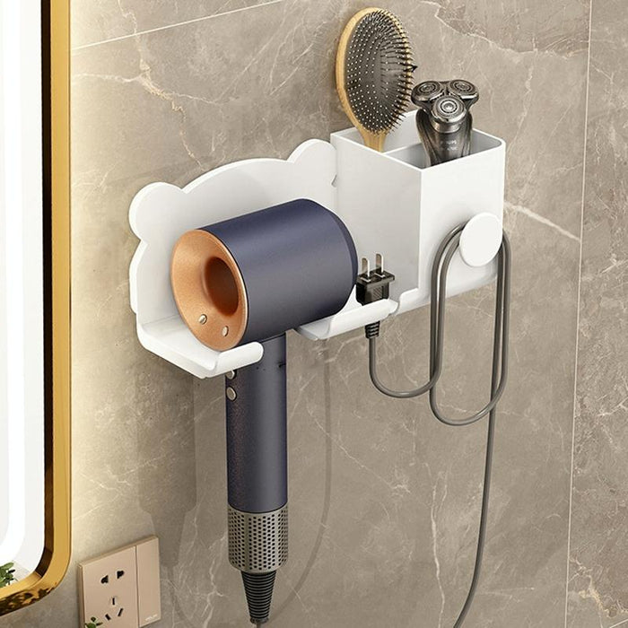 Wall Mounted Holder For Dyson Hair Dryer Bathroom Storage Rack Simple Black