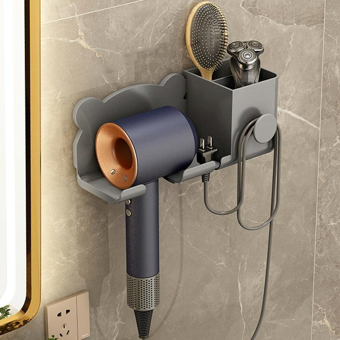 Wall Mounted Holder For Dyson Hair Dryer Bathroom Storage Rack Simple Black