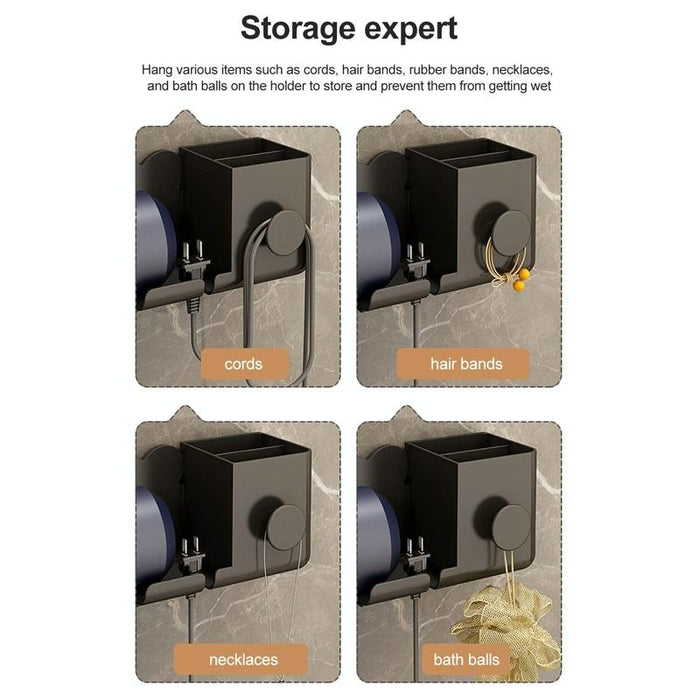 Wall Mounted Holder For Dyson Hair Dryer Bathroom Storage Rack Simple Black