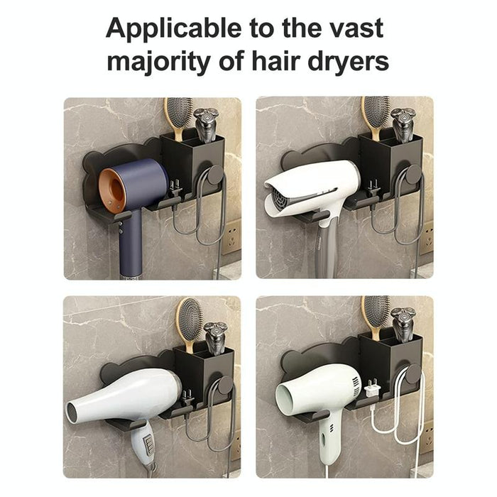 Wall Mounted Holder For Dyson Hair Dryer Bathroom Storage Rack Simple Black