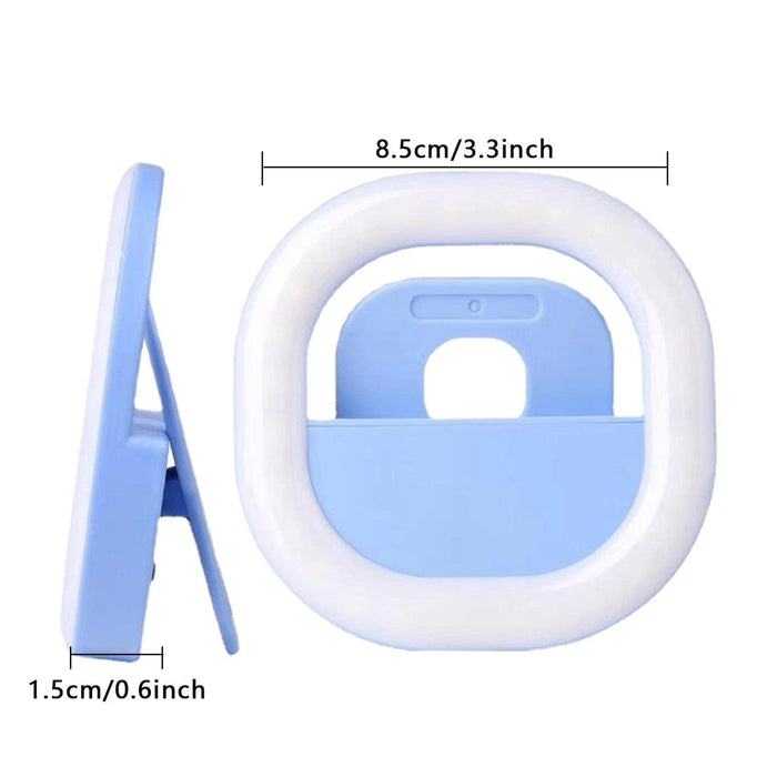 Mobile Phone Fill Light Rechargeable Clip Ring Selfie Light Blue