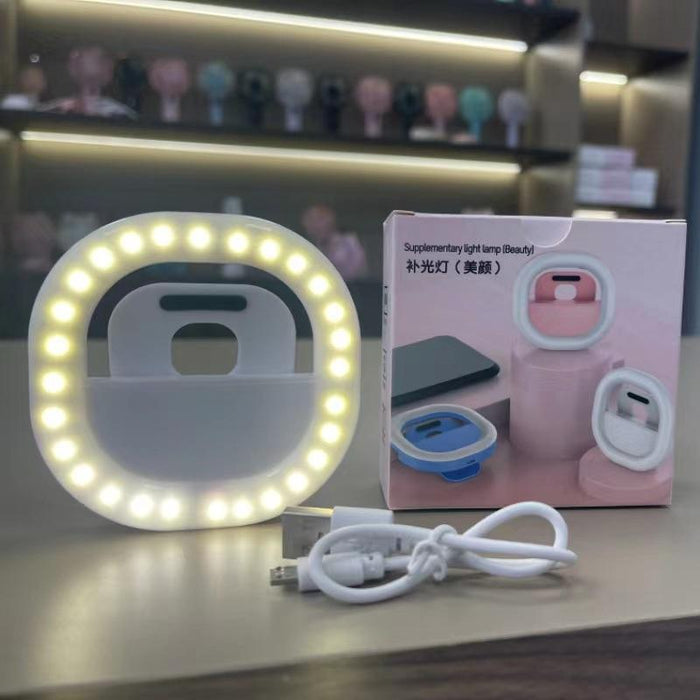 Mobile Phone Fill Light Rechargeable Clip Ring Selfie Light Blue