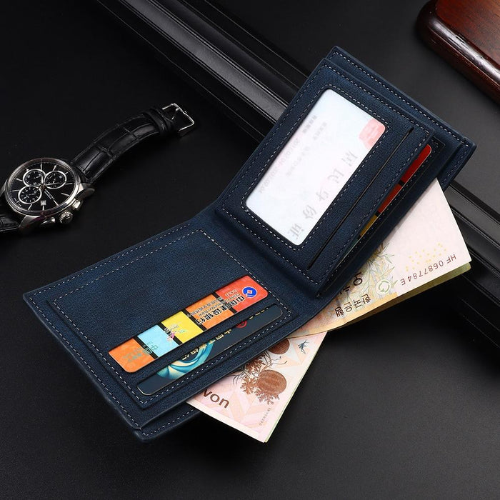 Synthetic Leather Men Short Wallet Large Capacity Multi-Card Slot Zipper Wallet