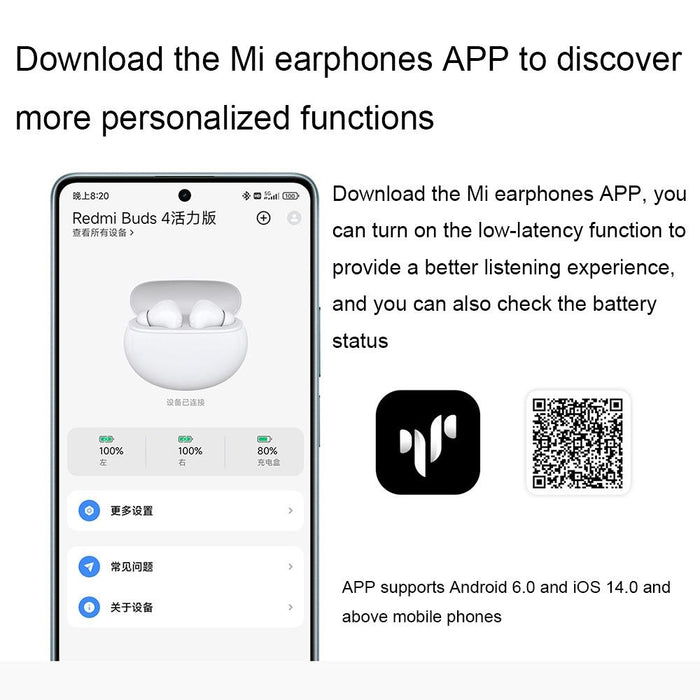 Redmi Buds 4 Vitality Edition Waterproof Wireless Bluetooth Calling Noise Reduction Earphone White