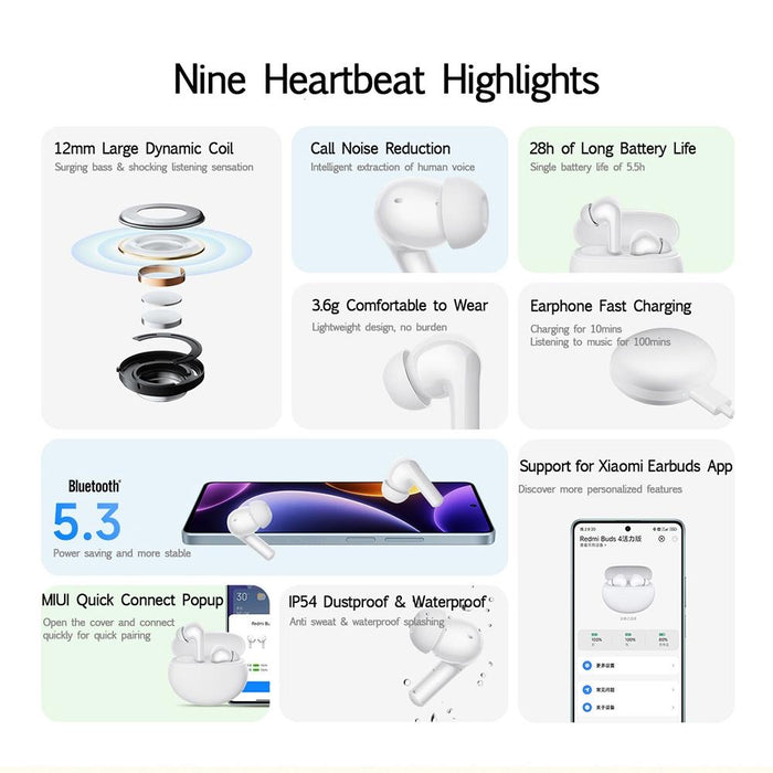 Redmi Buds 4 Vitality Edition Waterproof Wireless Bluetooth Calling Noise Reduction Earphone White