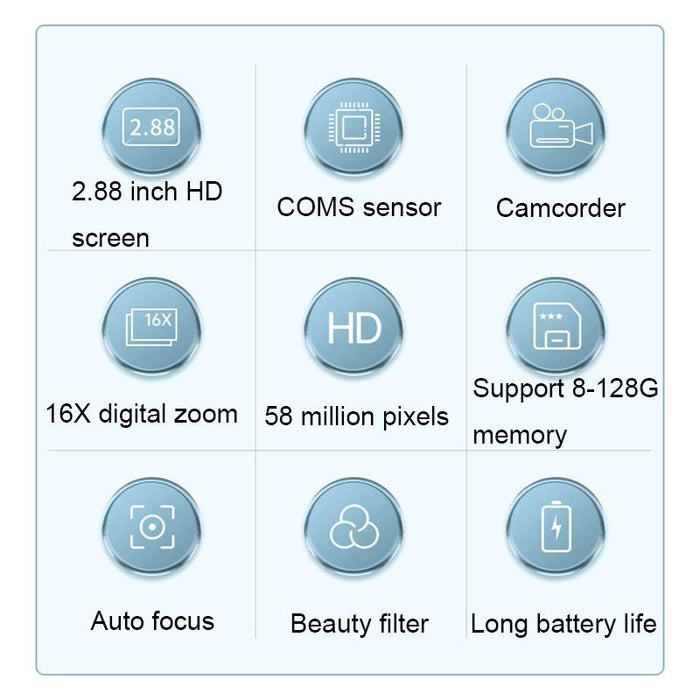 2.88 Inch Ips Screen Hd Digital Camera 16X Zoom Portable Ccd Camera