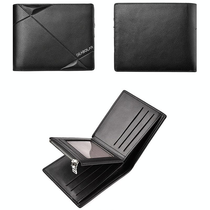 Men Short Pu Leather Tri-Fold Horizontal Wallet Large-Capacity Multi-Card Wallet