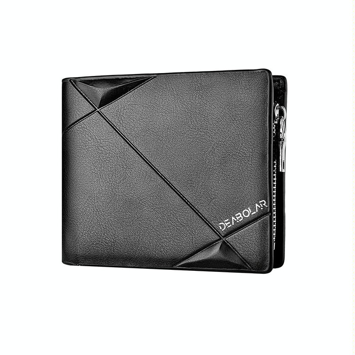 Men Short Pu Leather Tri-Fold Horizontal Wallet Large-Capacity Multi-Card Wallet