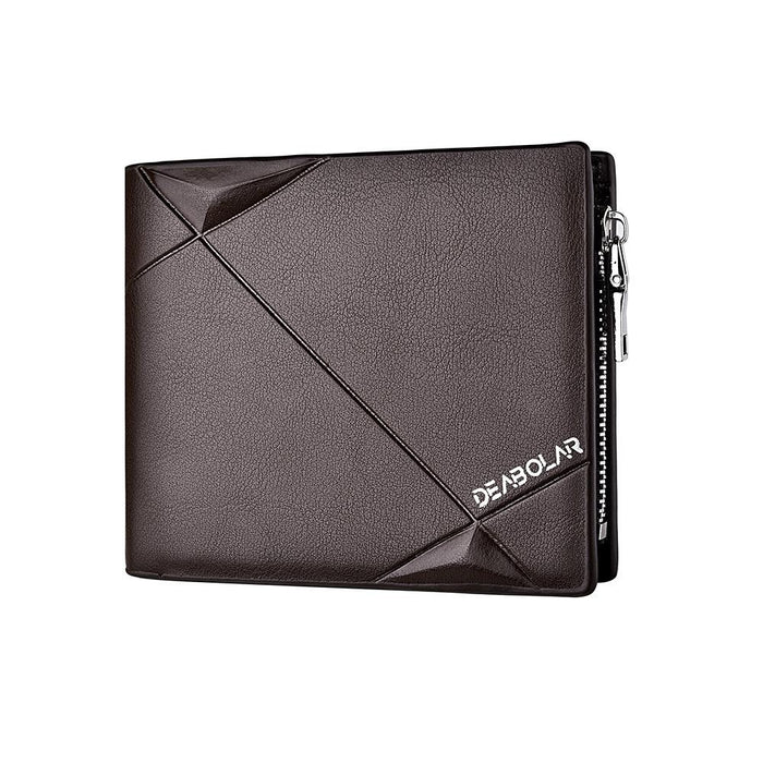 Men Short Pu Leather Tri-Fold Horizontal Wallet Large-Capacity Multi-Card Wallet