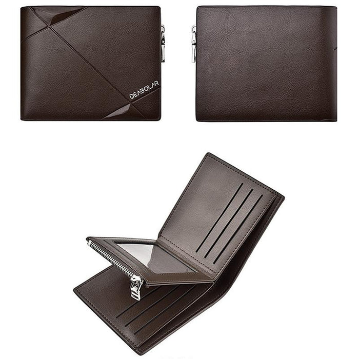 Men Short Pu Leather Tri-Fold Horizontal Wallet Large-Capacity Multi-Card Wallet