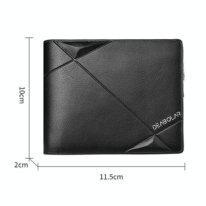 Men Short Pu Leather Tri-Fold Horizontal Wallet Large-Capacity Multi-Card Wallet