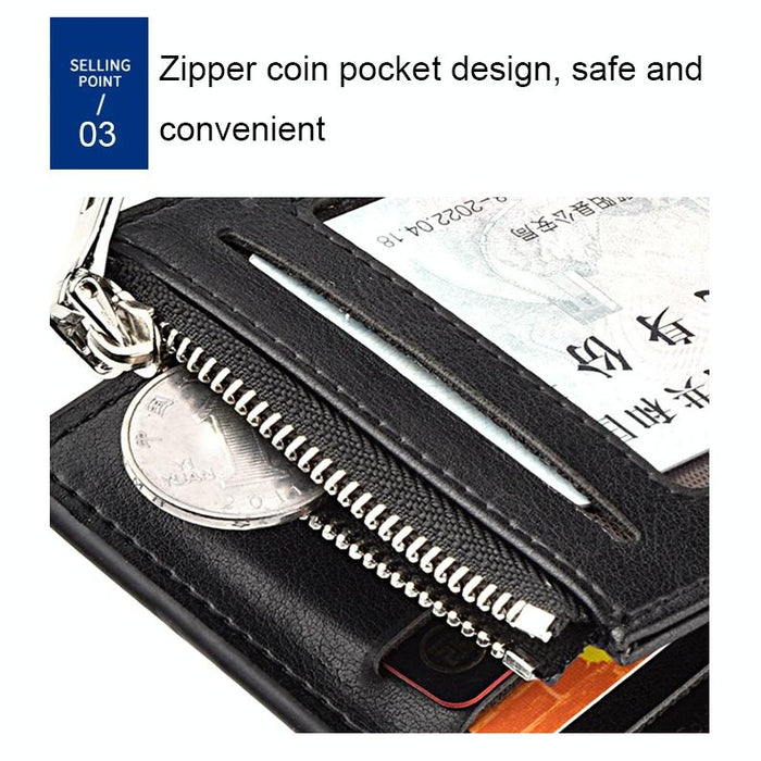 Men Short Pu Leather Tri-Fold Horizontal Wallet Large-Capacity Multi-Card Wallet