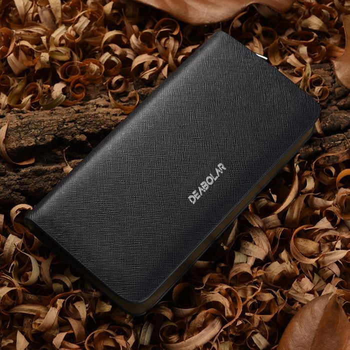 Long Saffiano Leather Wallet Large Capacity Multi-Compartment Zip Clutch