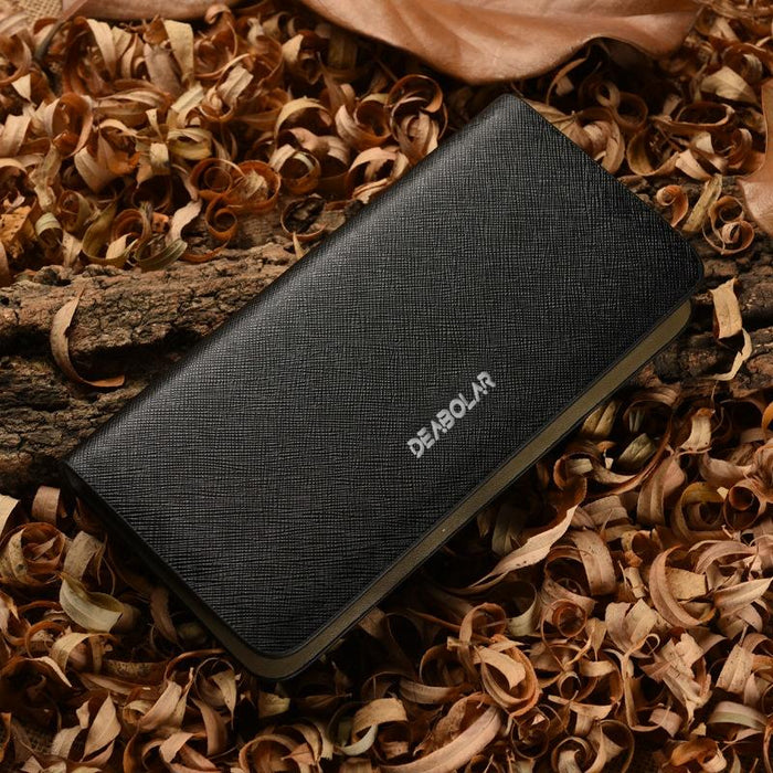 Long Saffiano Leather Wallet Large Capacity Multi-Compartment Zip Clutch