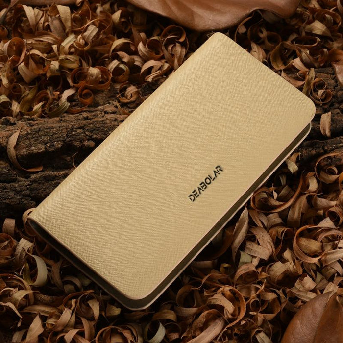 Long Saffiano Leather Wallet Large Capacity Multi-Compartment Zip Clutch