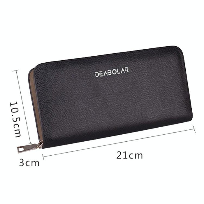 Long Saffiano Leather Wallet Large Capacity Multi-Compartment Zip Clutch