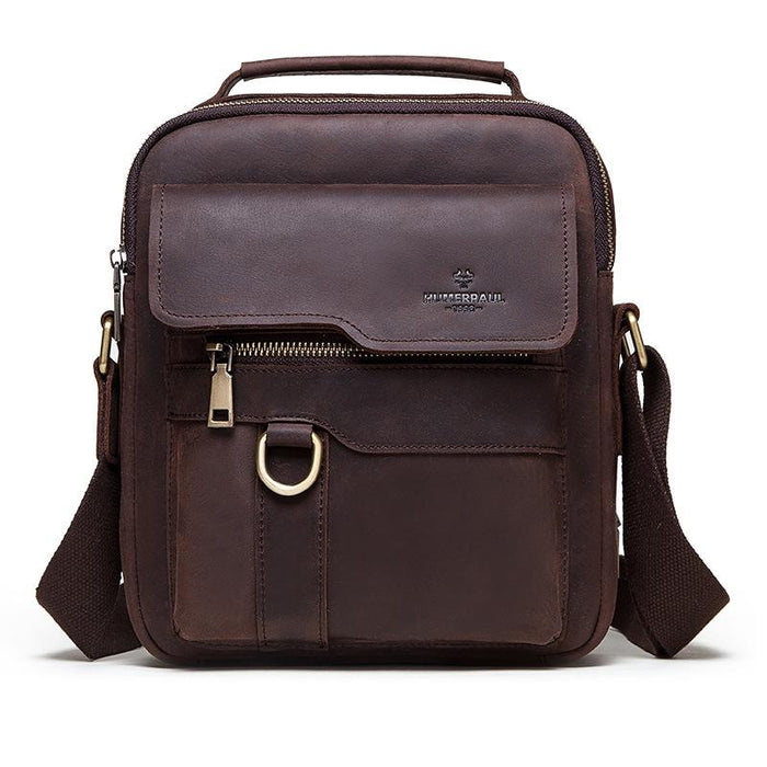 Brown Leather Cross Body Shoulder Bag For Men