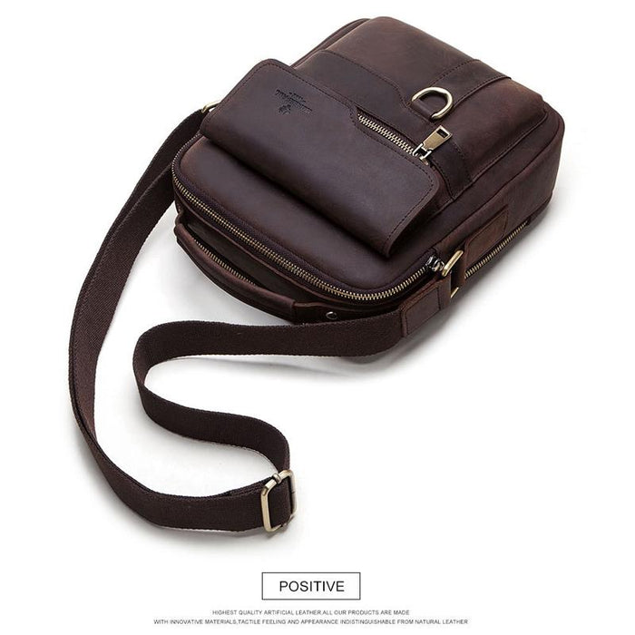 Brown Leather Cross Body Shoulder Bag For Men