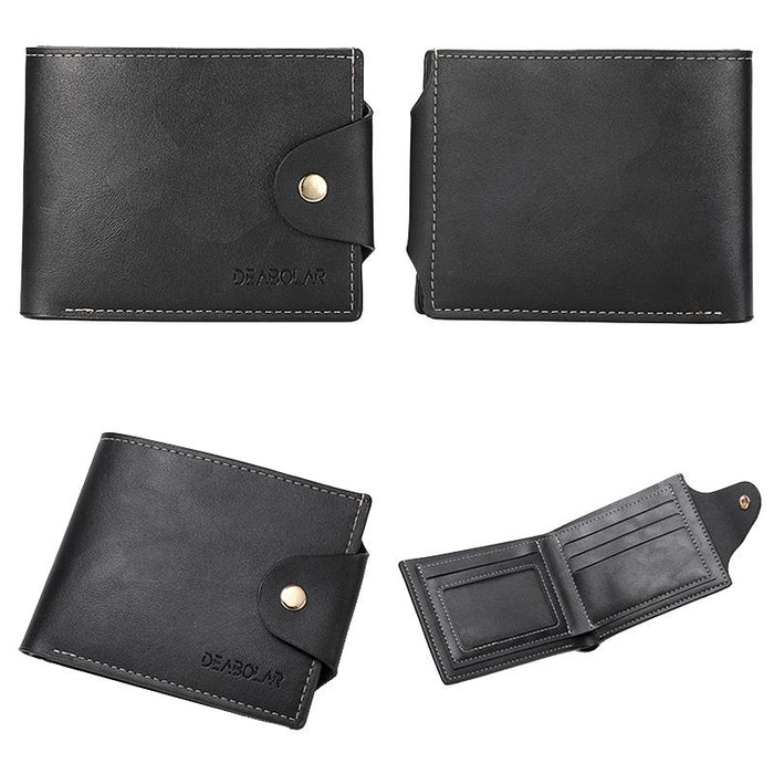 Large-Capacity Multi-Card Slot Pu Soft Leather Retro Short Wallet