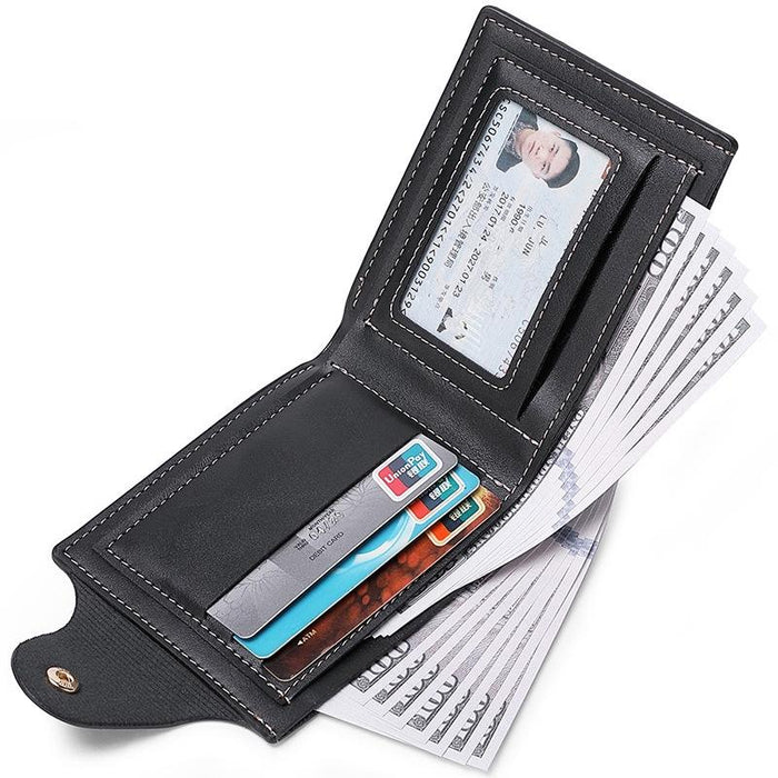 Large-Capacity Multi-Card Slot Pu Soft Leather Retro Short Wallet