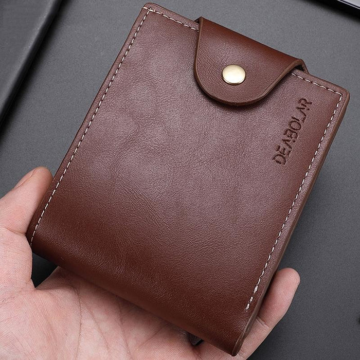 Large-Capacity Multi-Card Slot Pu Soft Leather Retro Short Wallet