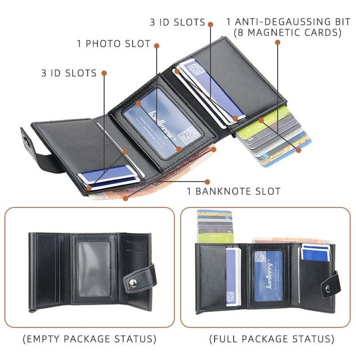 Secure Rfid Pop Up Card Wallet with Metal Shell