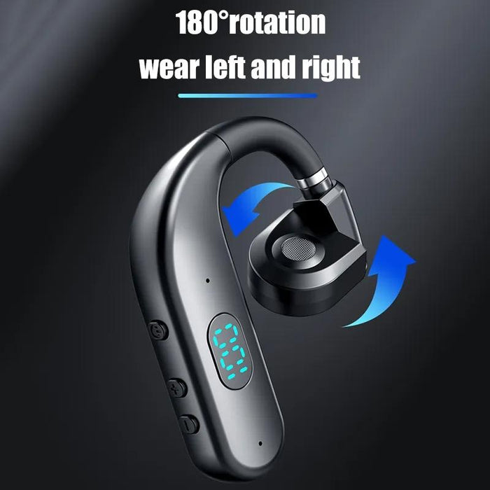 T50 Bluetooth 5.3 Wireless Headphone Single Ear Digital Display Stereo Earbuds Colour Boxed Black